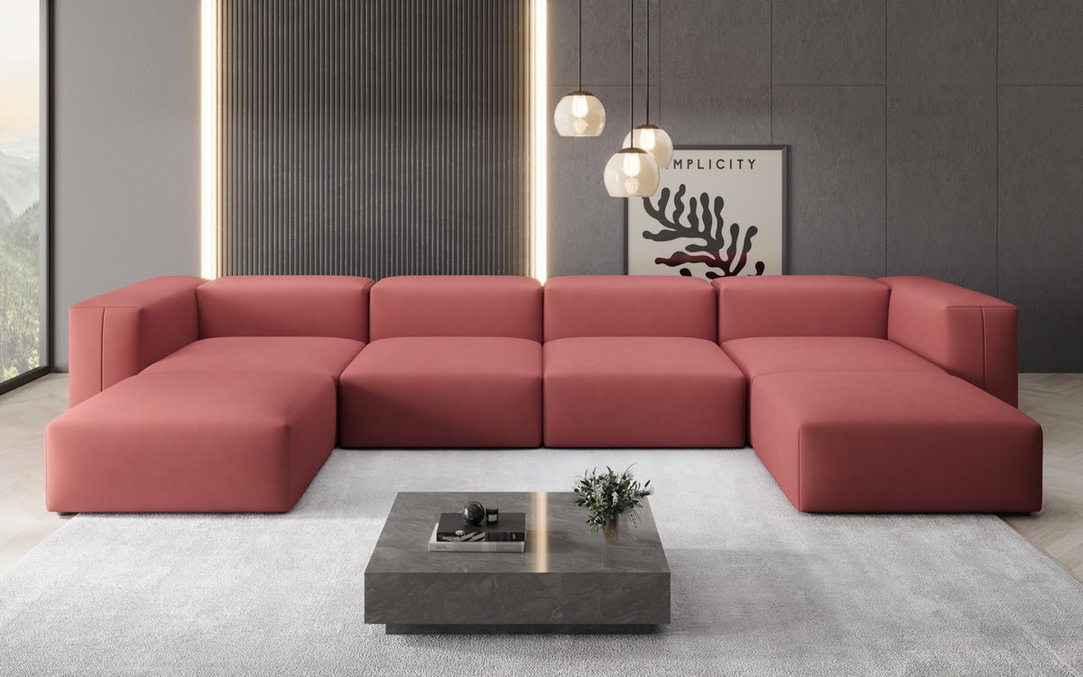 Luxuriöses U-Sofa Snug, Modernes Design, Bequemer Stoffbezug, Viele Farben