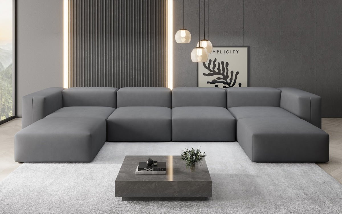 Luxuriöses U-Sofa Snug, Modernes Design, Bequemer Stoffbezug, Viele Farben