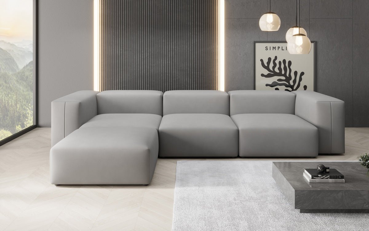 Gemütliches Designer L-Sofa Snug – Modernes Stoff Ecksofa für Ihr Wohnzimmer