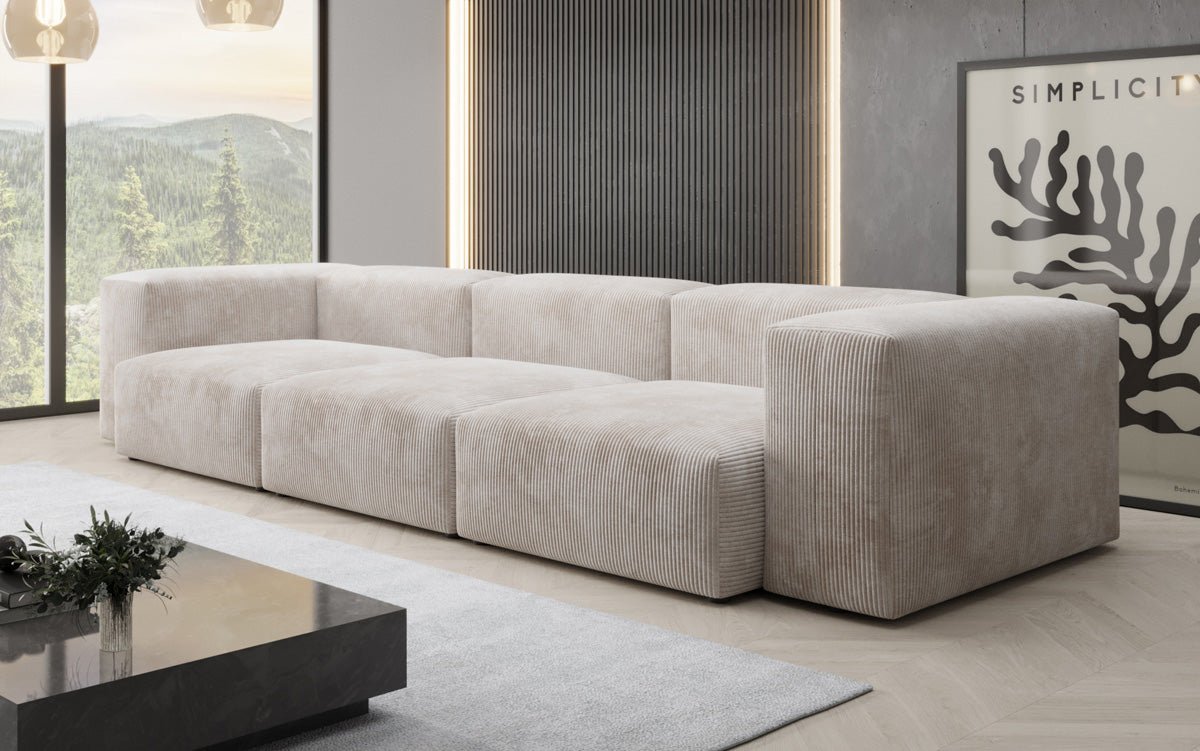 Designer 3-Sitzer Cord Sofa Snug – Gemütliches, Modernes Luxus Wohnzimmer Sofa