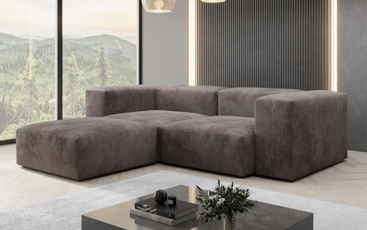 Luxuriöses L-Sofa Snug Mini: Modulares Ecksofa aus Cordstoff für modernes Wohnen