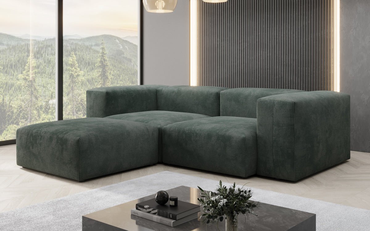 Luxuriöses L-Sofa Snug Mini: Modulares Ecksofa aus Cordstoff für modernes Wohnen