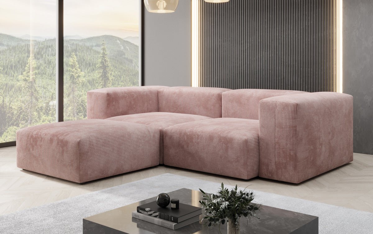 Luxuriöses L-Sofa Snug Mini: Modulares Ecksofa aus Cordstoff für modernes Wohnen