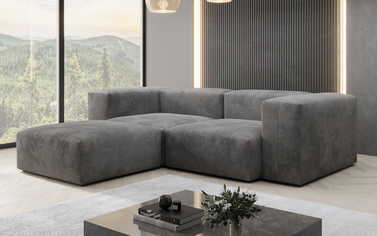Luxuriöses L-Sofa Snug Mini: Modulares Ecksofa aus Cordstoff für modernes Wohnen
