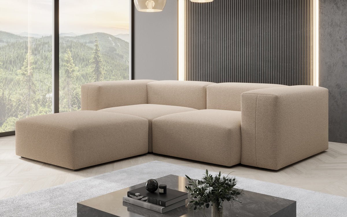 Luxuriöses Designer L-Sofa Snug Mini aus edlem Bouclé-Stoff für Ihr Zuhause
