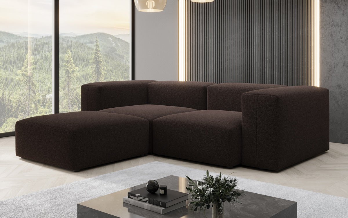 Luxuriöses Designer L-Sofa Snug Mini aus edlem Bouclé-Stoff für Ihr Zuhause