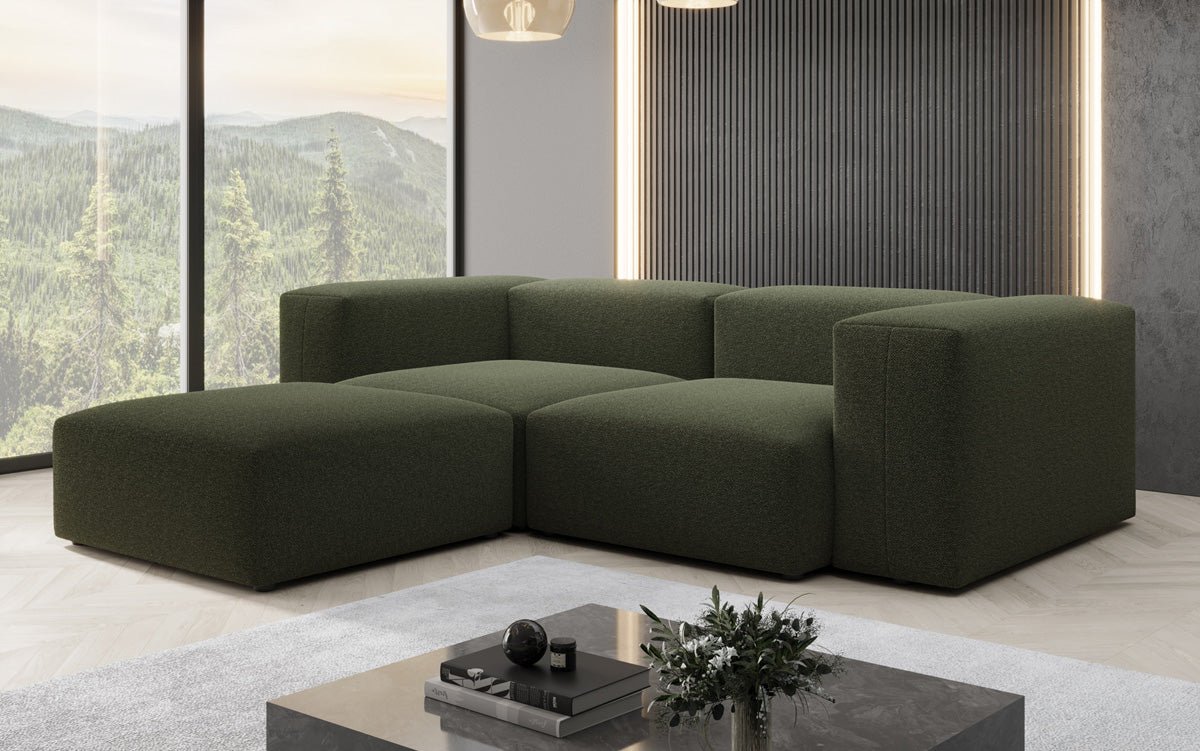 Luxuriöses Designer L-Sofa Snug Mini aus edlem Bouclé-Stoff für Ihr Zuhause