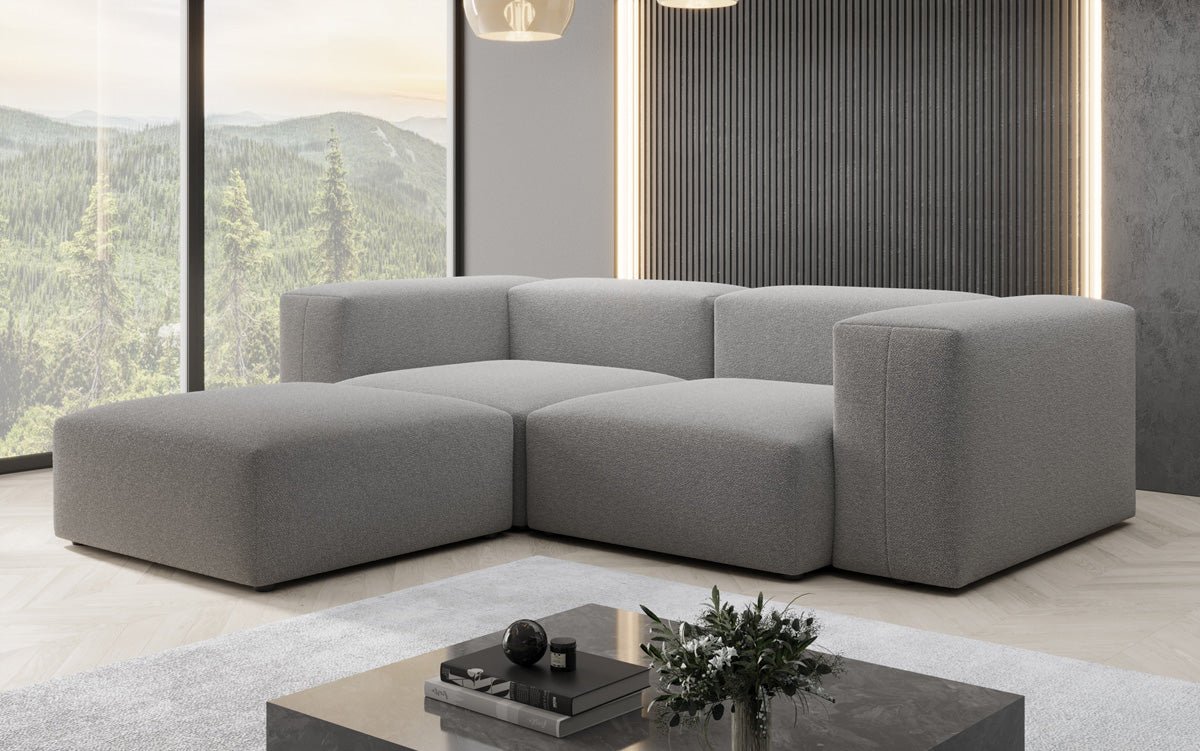 Luxuriöses Designer L-Sofa Snug Mini aus edlem Bouclé-Stoff für Ihr Zuhause