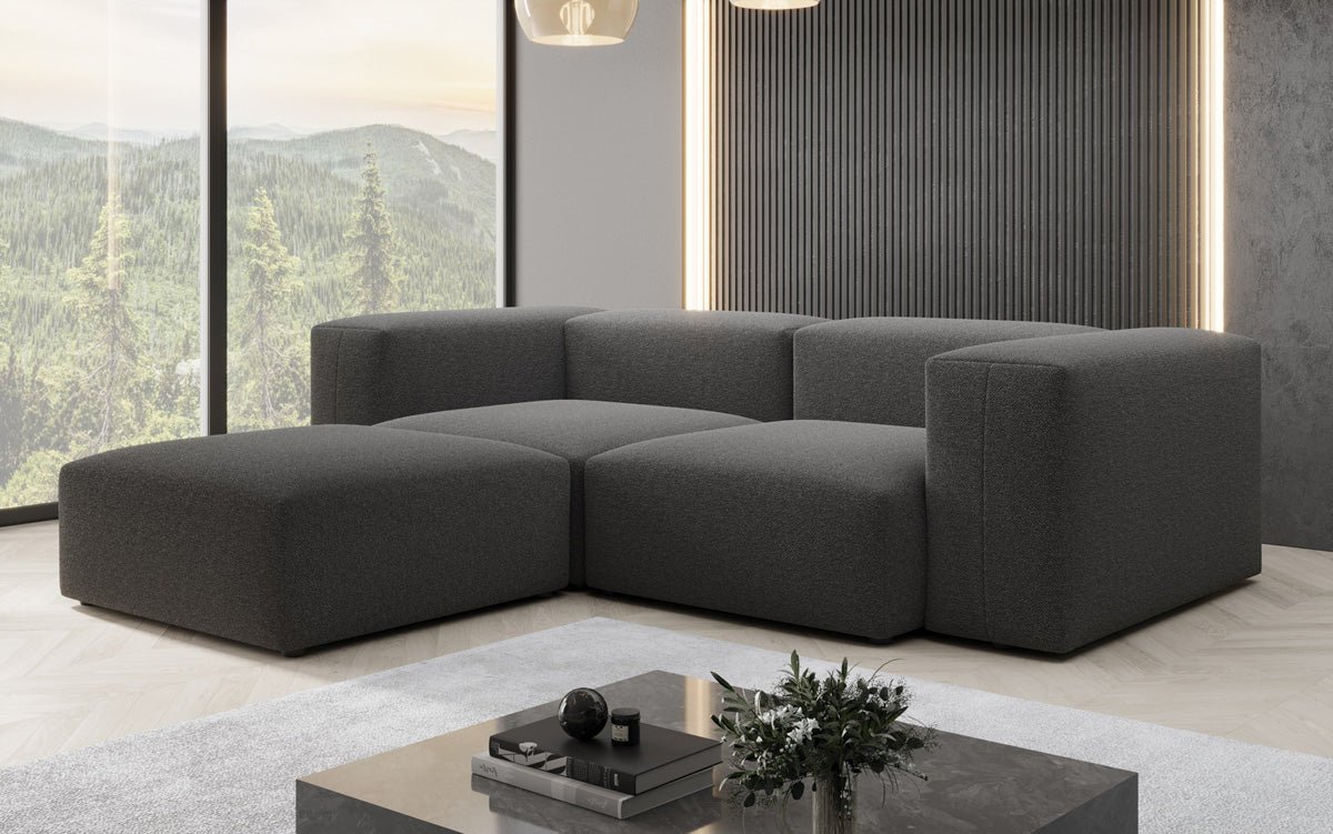Luxuriöses Designer L-Sofa Snug Mini aus edlem Bouclé-Stoff für Ihr Zuhause