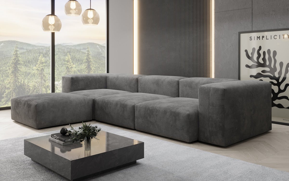 Modernes Designer L-Sofa Ecksofa aus Cordstoff – Bequem, Modular & Stilvoll