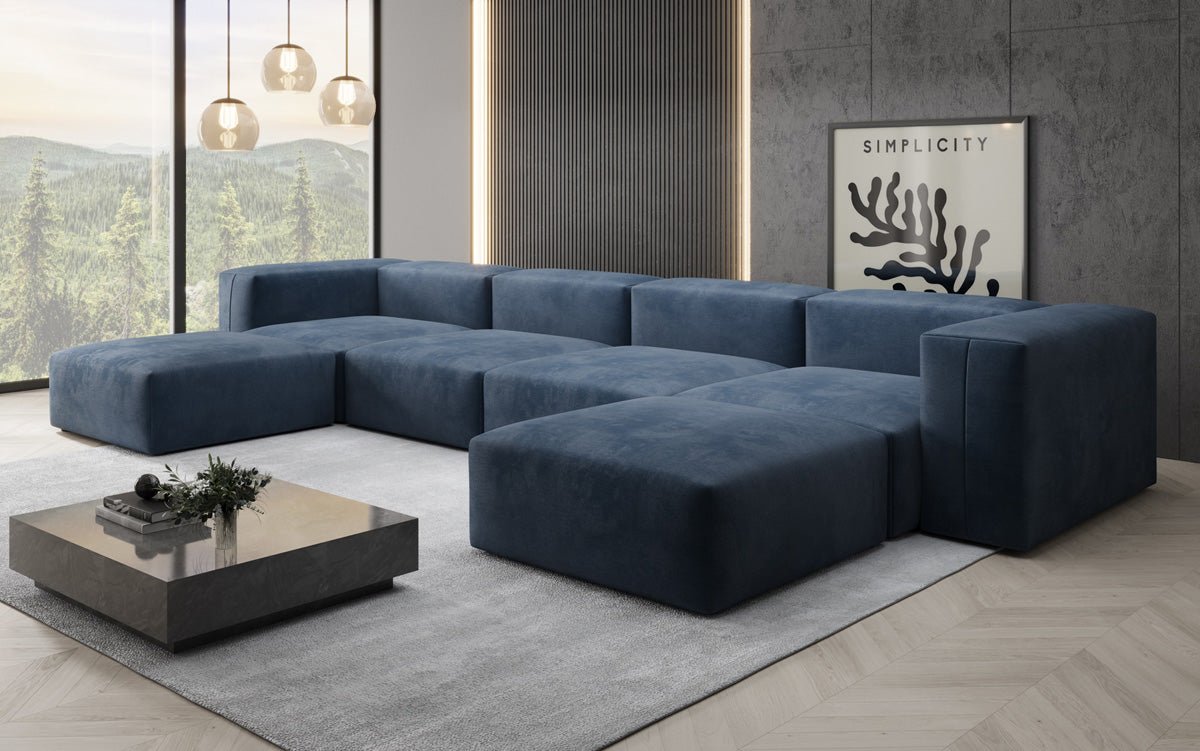 Luxuriöses U-Sofa aus Samt 250 cm Großzügig Komfortabel Modern
