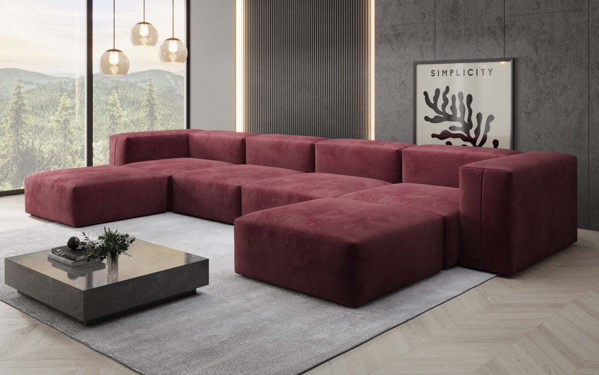 Luxuriöses U-Sofa aus Samt 250 cm Großzügig Komfortabel Modern