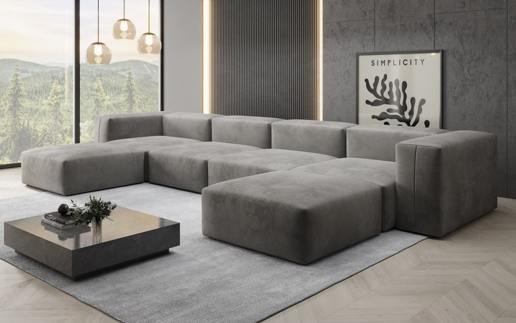 Luxuriöses U-Sofa aus Samt 250 cm Großzügig Komfortabel Modern