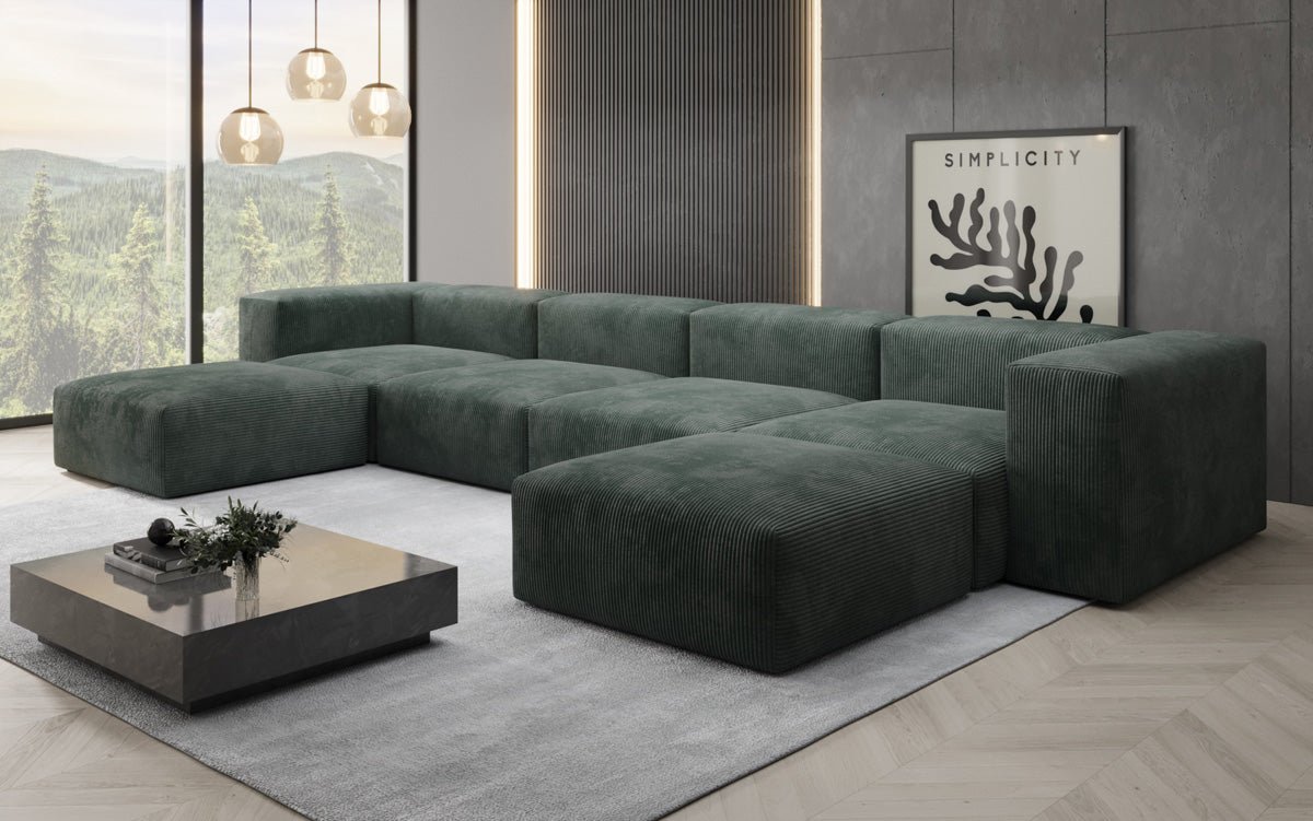Luxuriöses U-Sofa Snug im Cord-Design – Modern, Gemütlich, Großzügig für Ihr Wohnzimmer