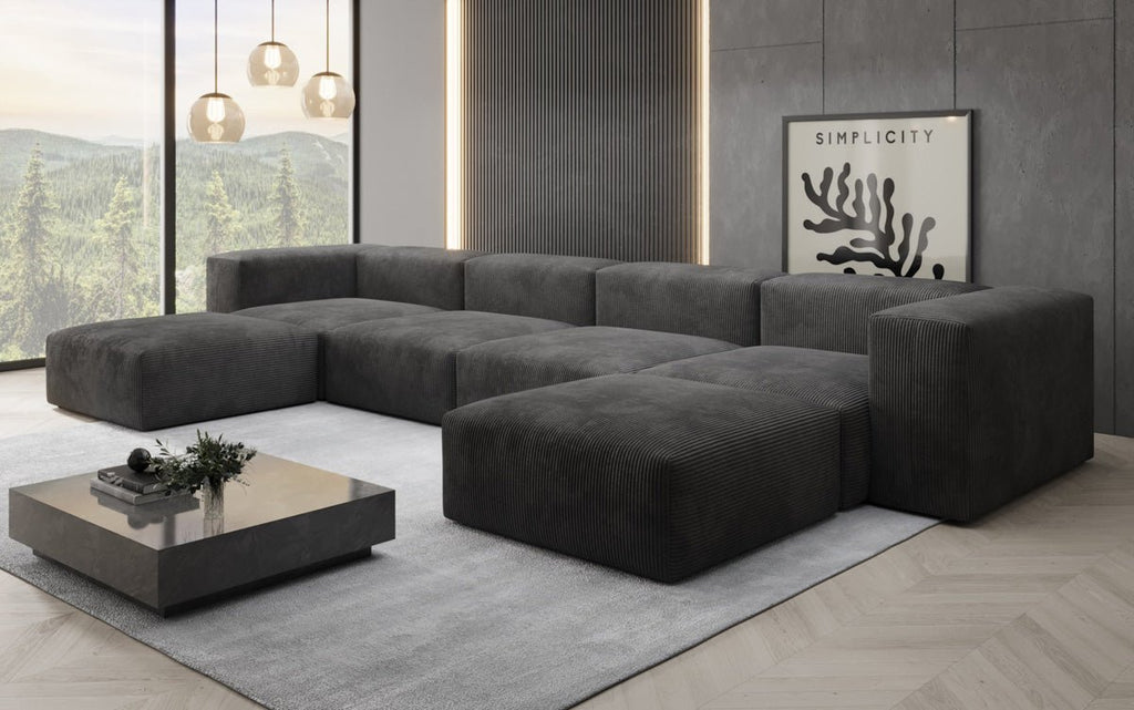 Luxuriöses U-Sofa Snug im Cord-Design – Modern, Gemütlich, Großzügig für Ihr Wohnzimmer