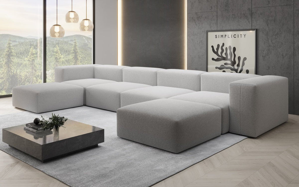 Luxuriöses U-Form Bouclé Designer Sofa: Gemütlich, Modern, Groß für Ihr Wohnzimmer