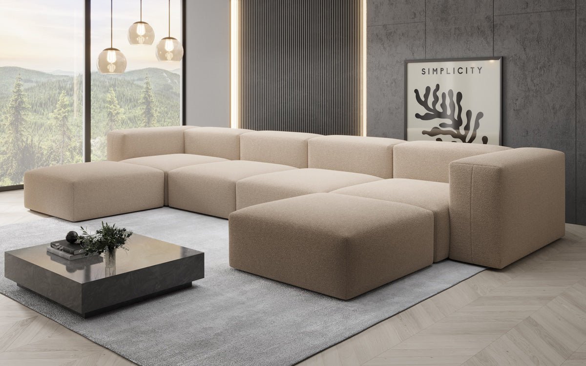 Luxuriöses U-Form Bouclé Designer Sofa: Gemütlich, Modern, Groß für Ihr Wohnzimmer