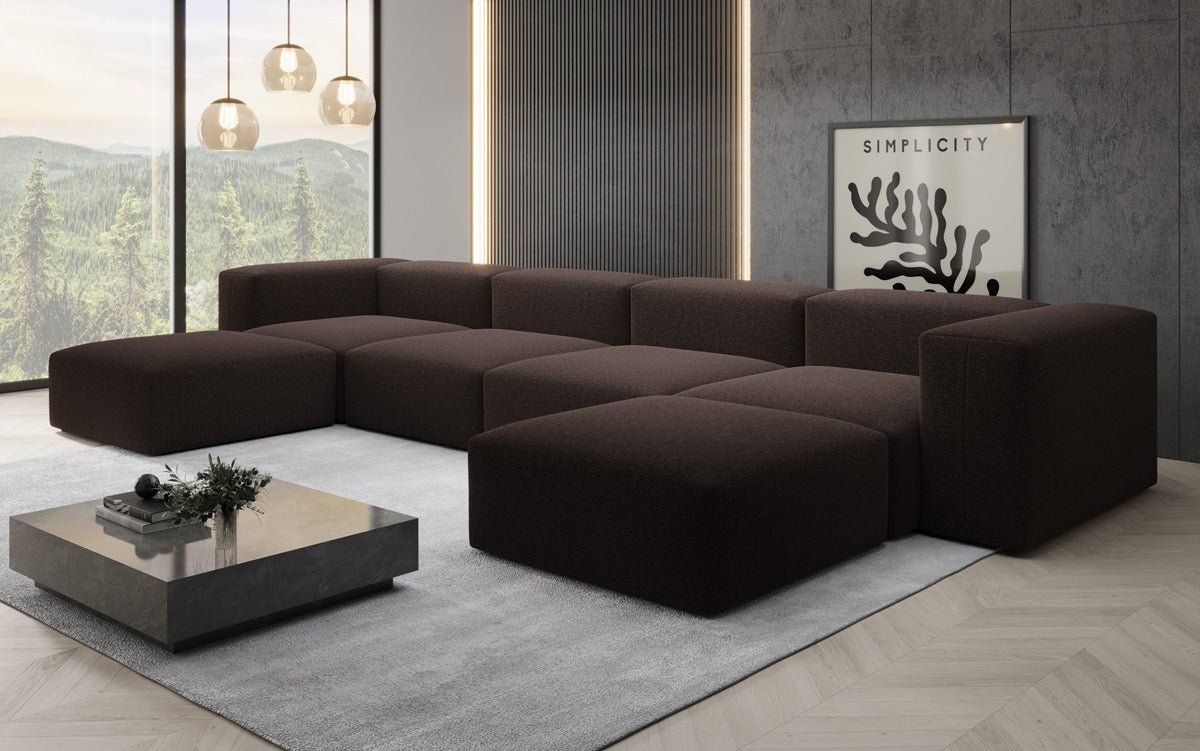 Luxuriöses U-Form Bouclé Designer Sofa: Gemütlich, Modern, Groß für Ihr Wohnzimmer
