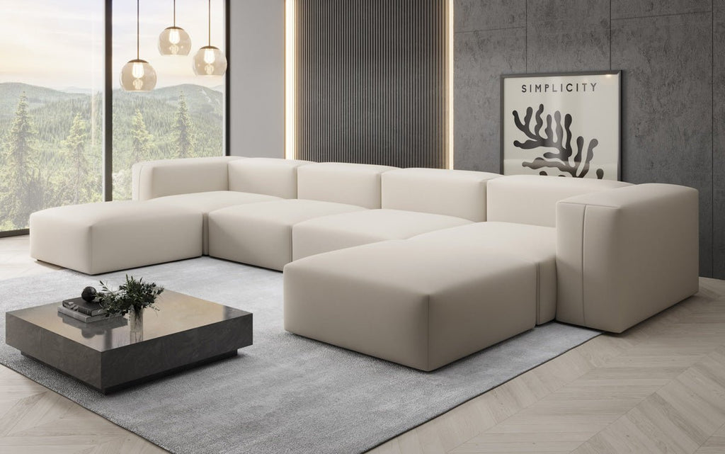 Luxuriöses U-Sofa Snug, Modernes Design, Bequemer Stoffbezug, Viele Farben