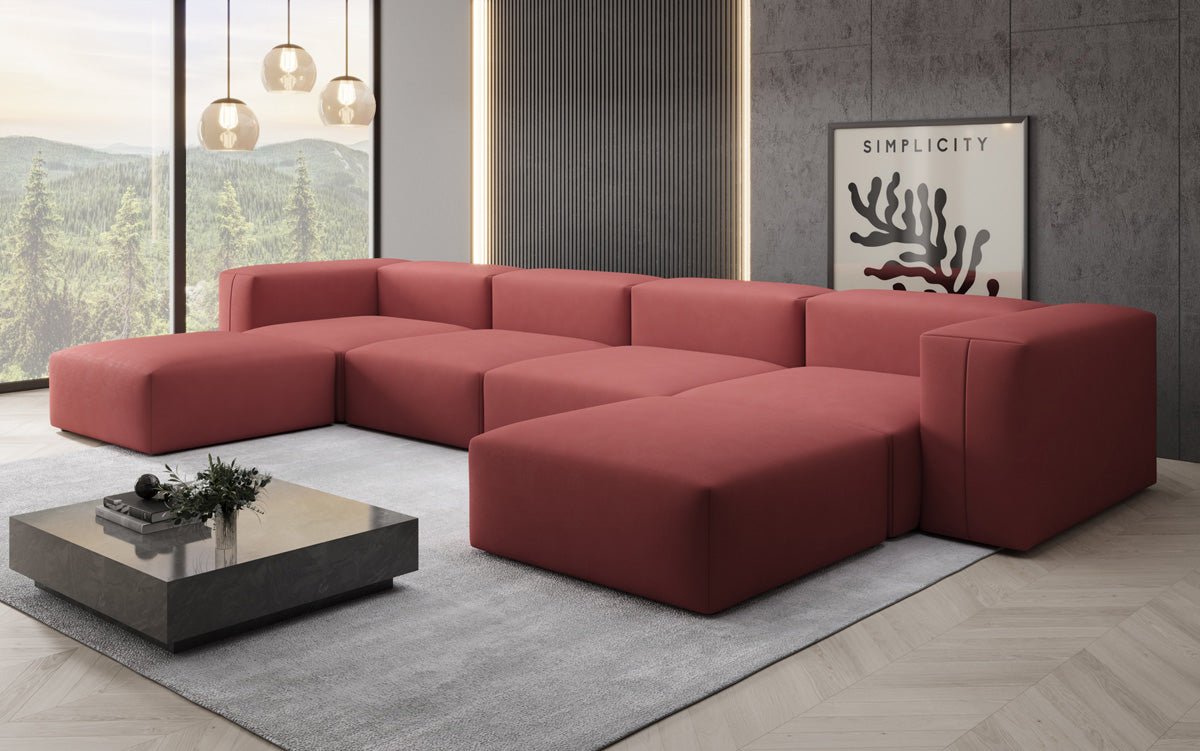 Luxuriöses U-Sofa Snug, Modernes Design, Bequemer Stoffbezug, Viele Farben