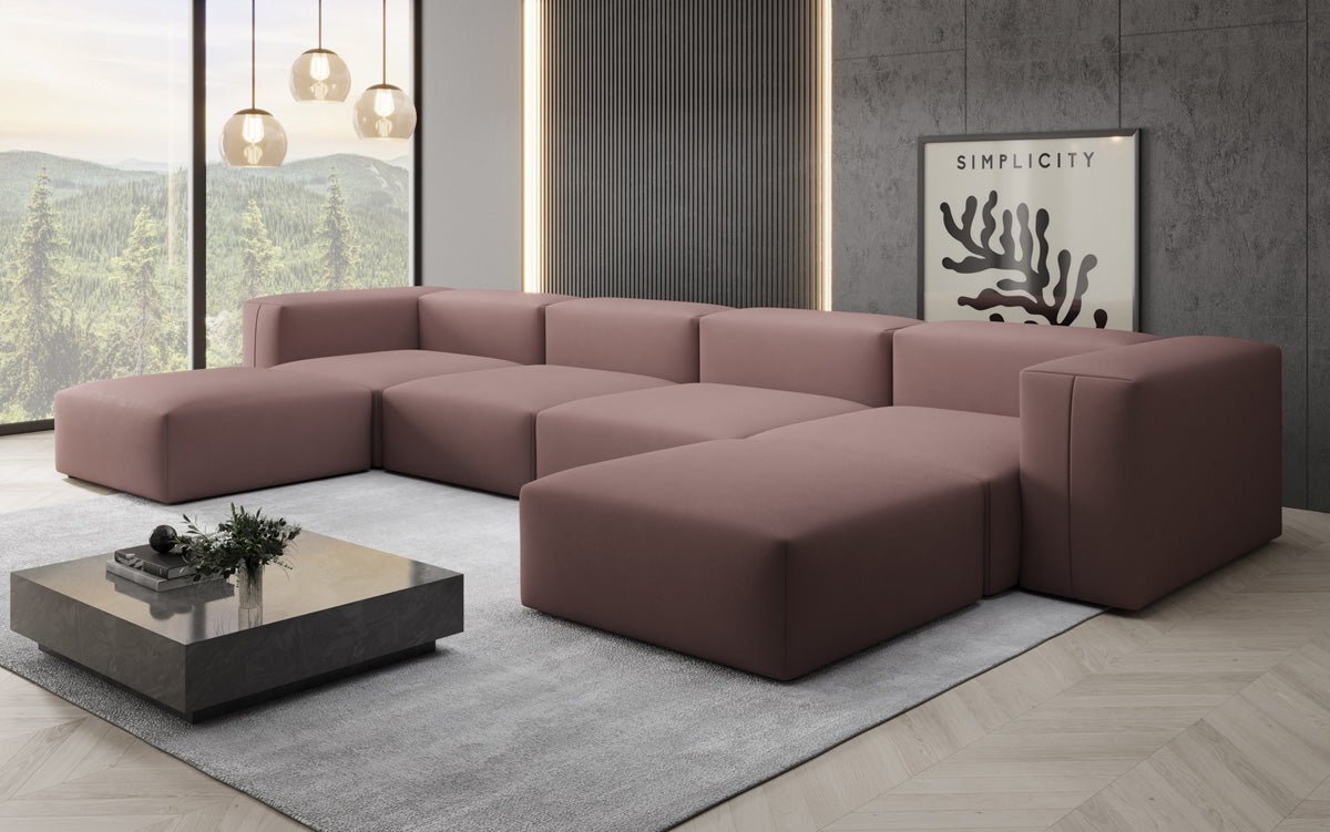 Luxuriöses U-Sofa Snug, Modernes Design, Bequemer Stoffbezug, Viele Farben