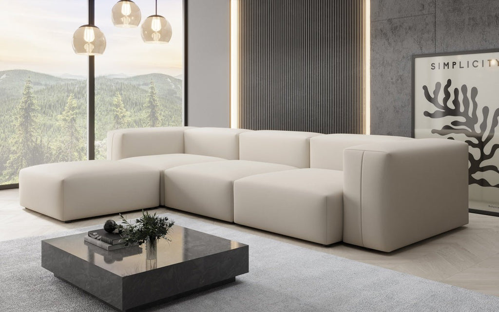 Gemütliches Designer L-Sofa Snug – Modernes Stoff Ecksofa für Ihr Wohnzimmer