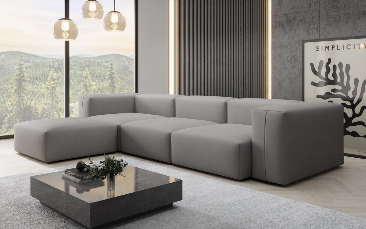 Gemütliches Designer L-Sofa Snug – Modernes Stoff Ecksofa für Ihr Wohnzimmer