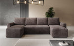 Lade das Bild in den Galerie-Viewer, Luxuriöses Designer U-Sofa Melva mit Schlaffunktion, Cord Bezug &amp; Stauraum

