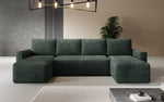 Lade das Bild in den Galerie-Viewer, Luxuriöses Designer U-Sofa Melva mit Schlaffunktion, Cord Bezug &amp; Stauraum
