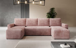 Lade das Bild in den Galerie-Viewer, Luxuriöses Designer U-Sofa Melva mit Schlaffunktion, Cord Bezug &amp; Stauraum
