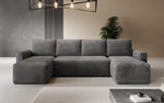 Lade das Bild in den Galerie-Viewer, Luxuriöses Designer U-Sofa Melva mit Schlaffunktion, Cord Bezug &amp; Stauraum
