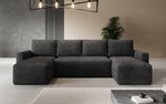 Lade das Bild in den Galerie-Viewer, Luxuriöses Designer U-Sofa Melva mit Schlaffunktion, Cord Bezug &amp; Stauraum
