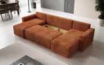 Lade das Bild in den Galerie-Viewer, Luxuriöses Designer U-Sofa Melva mit Schlaffunktion, Cord Bezug &amp; Stauraum
