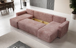 Lade das Bild in den Galerie-Viewer, Luxuriöses Designer U-Sofa Melva mit Schlaffunktion, Cord Bezug &amp; Stauraum
