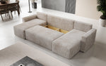 Lade das Bild in den Galerie-Viewer, Luxuriöses Designer U-Sofa Melva mit Schlaffunktion, Cord Bezug &amp; Stauraum
