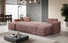 Luxuriöses Designer U-Sofa Melva mit Schlaffunktion, Cord Bezug & Stauraum