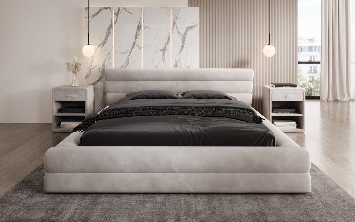 Luxuriöses Velana Samt Polsterbett mit Praktischem Stauraum – Stilvolles Schlafzimmer Design