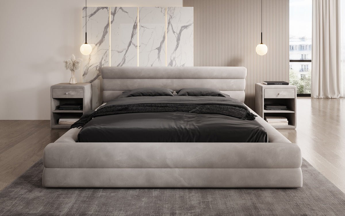 Luxuriöses Velana Samt Polsterbett mit Praktischem Stauraum – Stilvolles Schlafzimmer Design