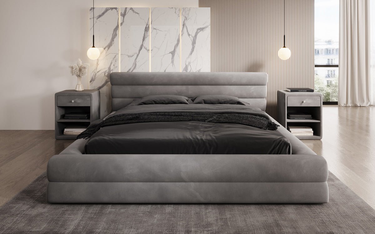 Luxuriöses Velana Samt Polsterbett mit Praktischem Stauraum – Stilvolles Schlafzimmer Design