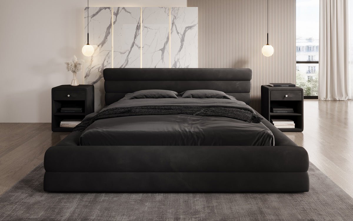 Luxuriöses Velana Samt Polsterbett mit Praktischem Stauraum – Stilvolles Schlafzimmer Design