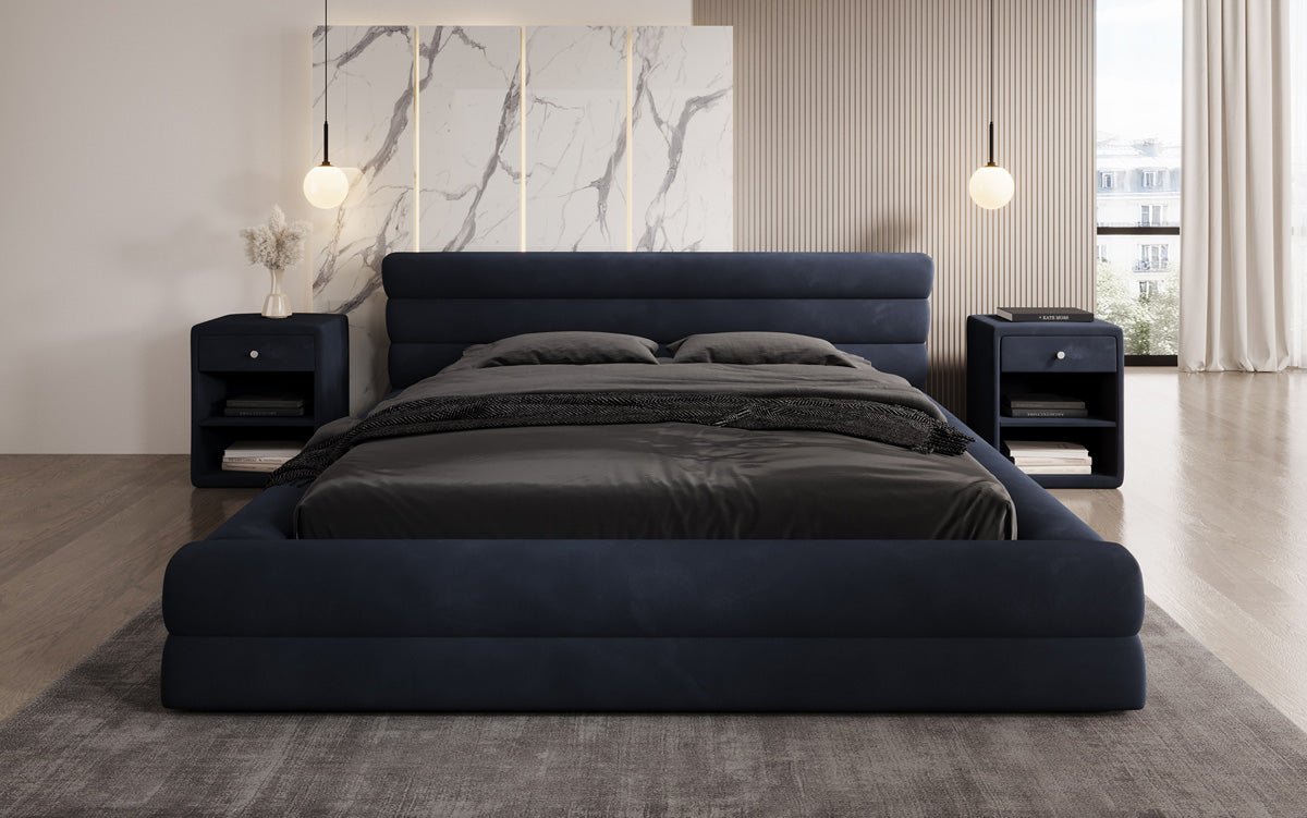 Luxuriöses Velana Samt Polsterbett mit Praktischem Stauraum – Stilvolles Schlafzimmer Design