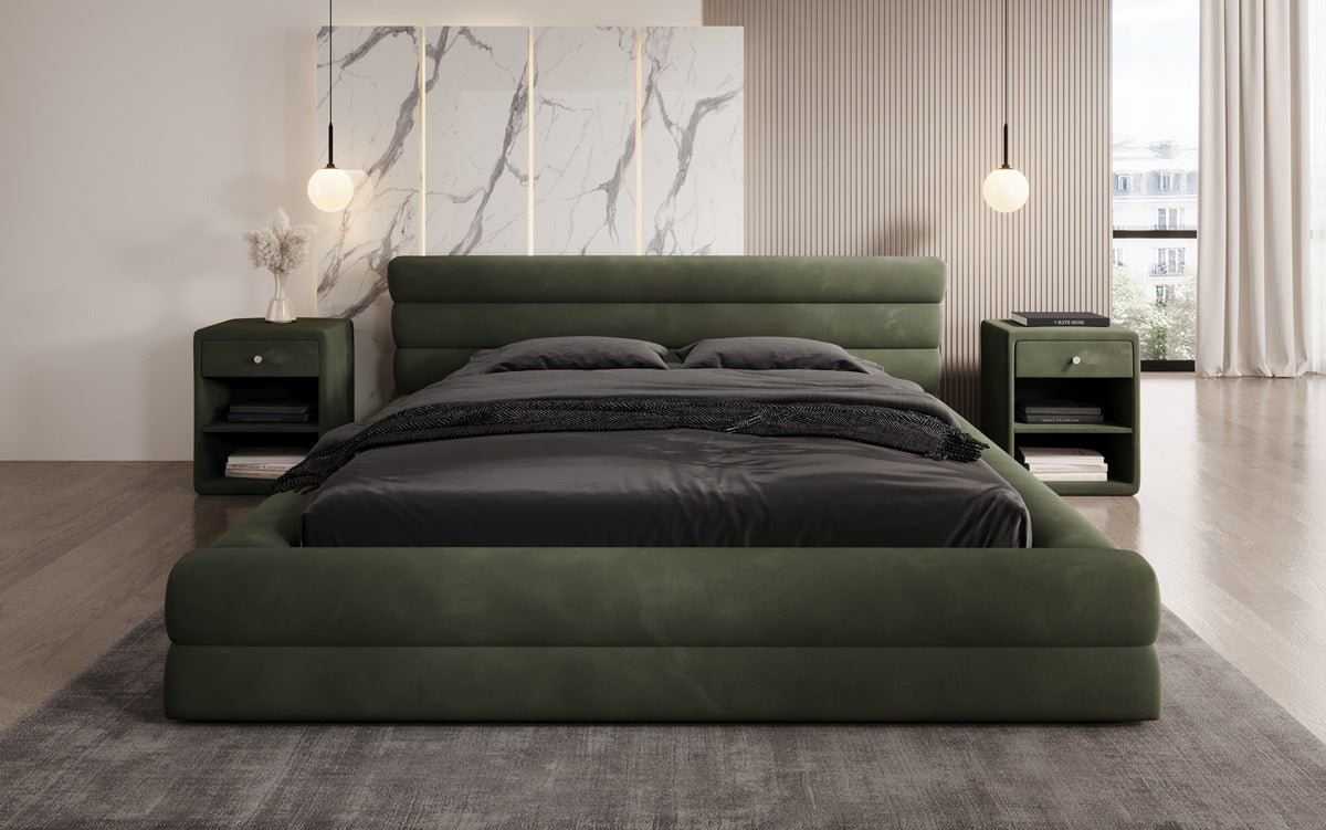 Luxuriöses Velana Samt Polsterbett mit Praktischem Stauraum – Stilvolles Schlafzimmer Design