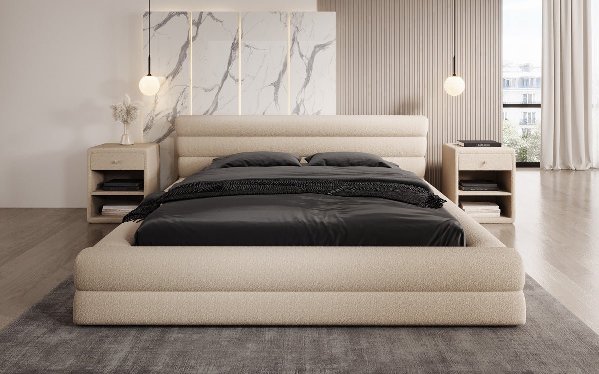 Luxuriöses Velana Bouclé Polsterbett mit Integriertem Stauraum – Modernes Design für Ihr Schlafzimmer