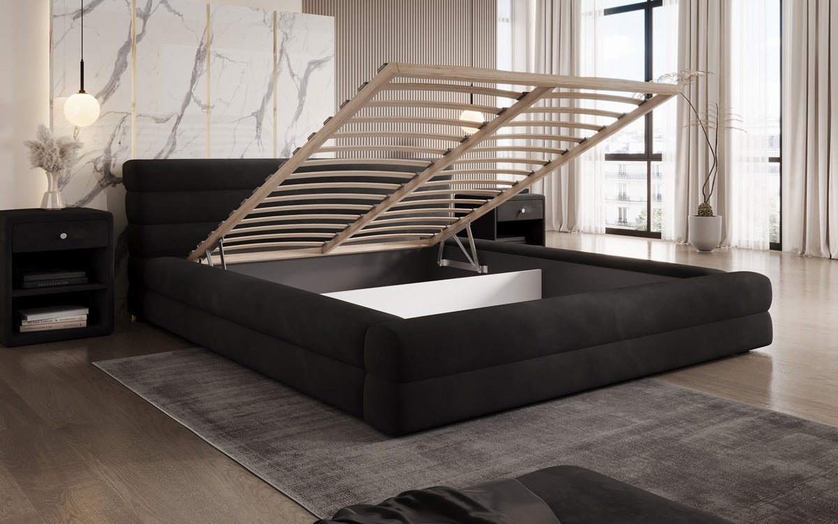 Luxuriöses Velana Samt Polsterbett mit Praktischem Stauraum – Stilvolles Schlafzimmer Design