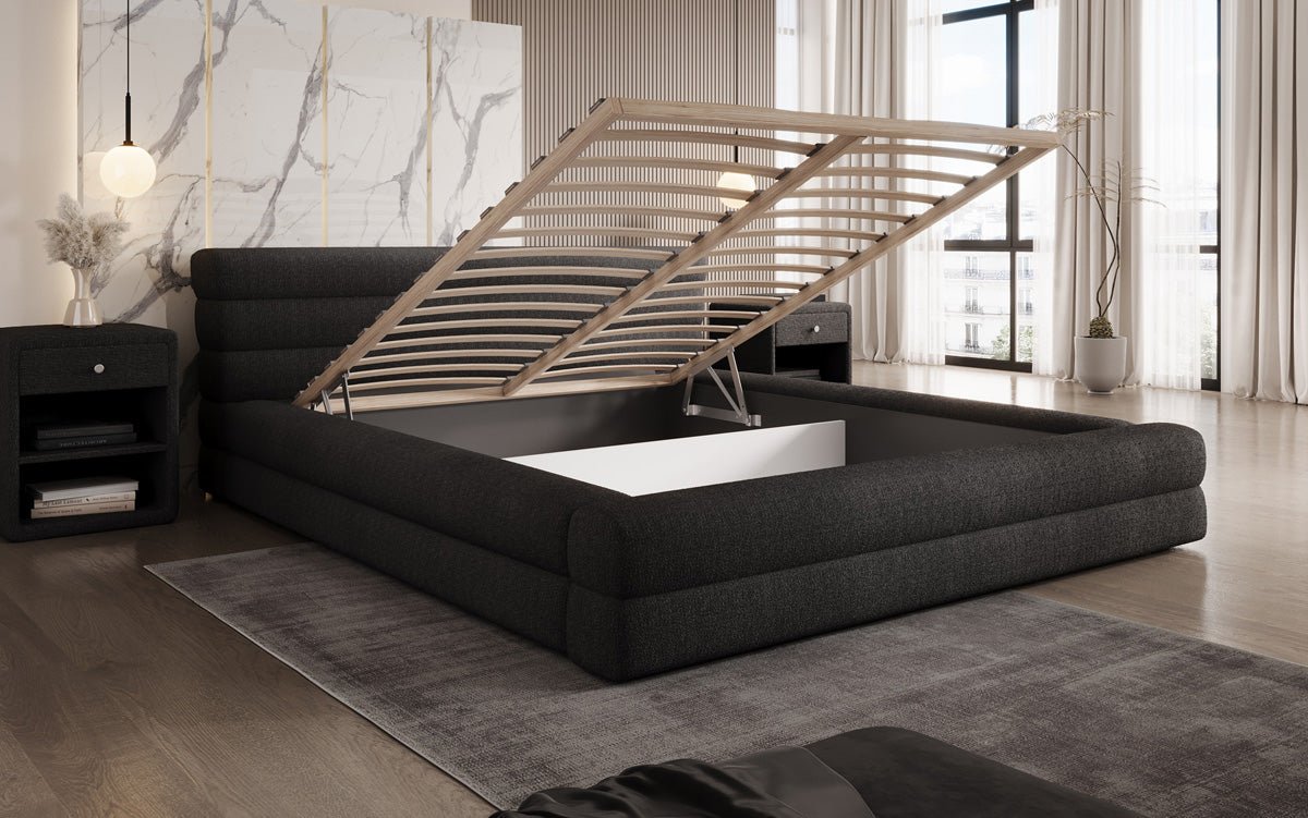 Luxuriöses Velana Bouclé Polsterbett mit Integriertem Stauraum – Modernes Design für Ihr Schlafzimmer