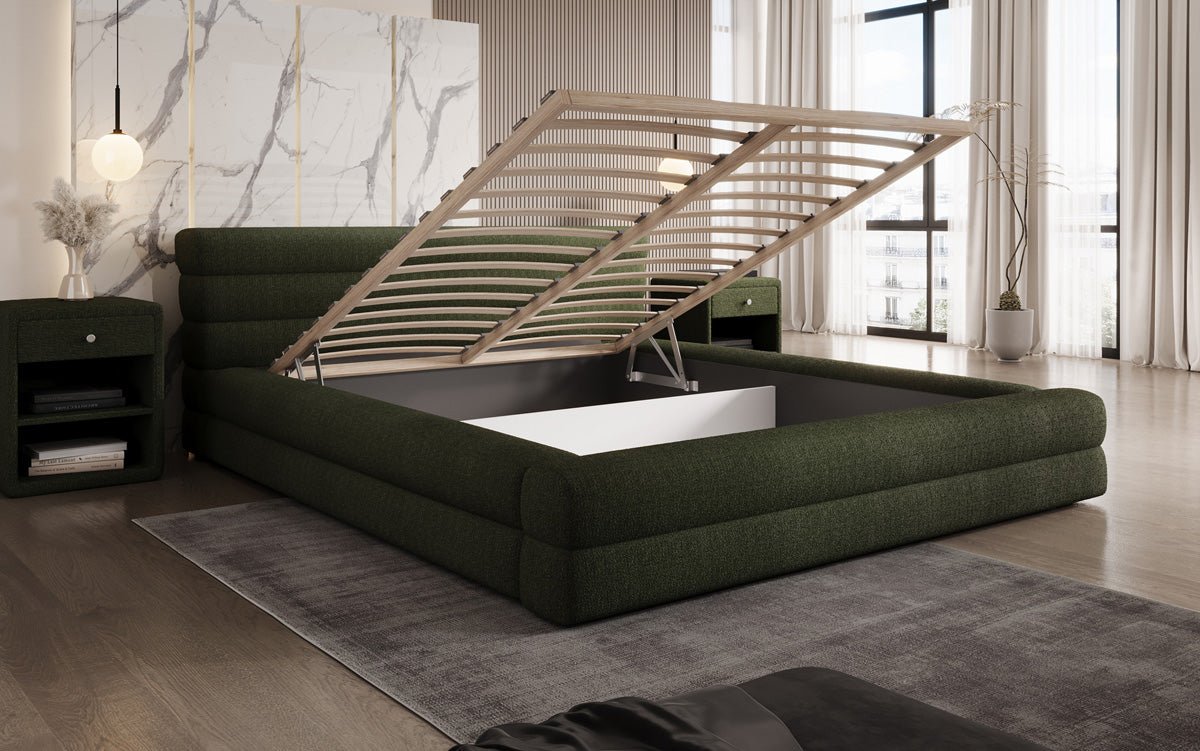 Luxuriöses Velana Bouclé Polsterbett mit Integriertem Stauraum – Modernes Design für Ihr Schlafzimmer