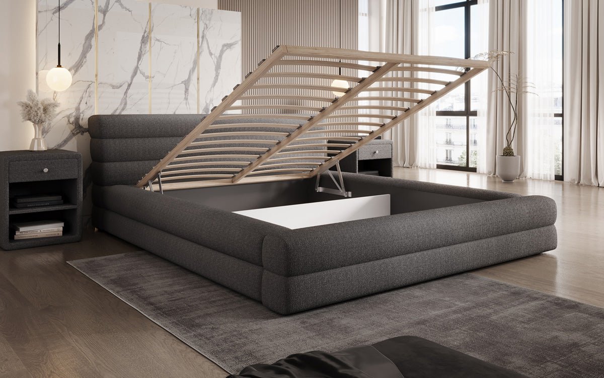 Luxuriöses Velana Bouclé Polsterbett mit Integriertem Stauraum – Modernes Design für Ihr Schlafzimmer