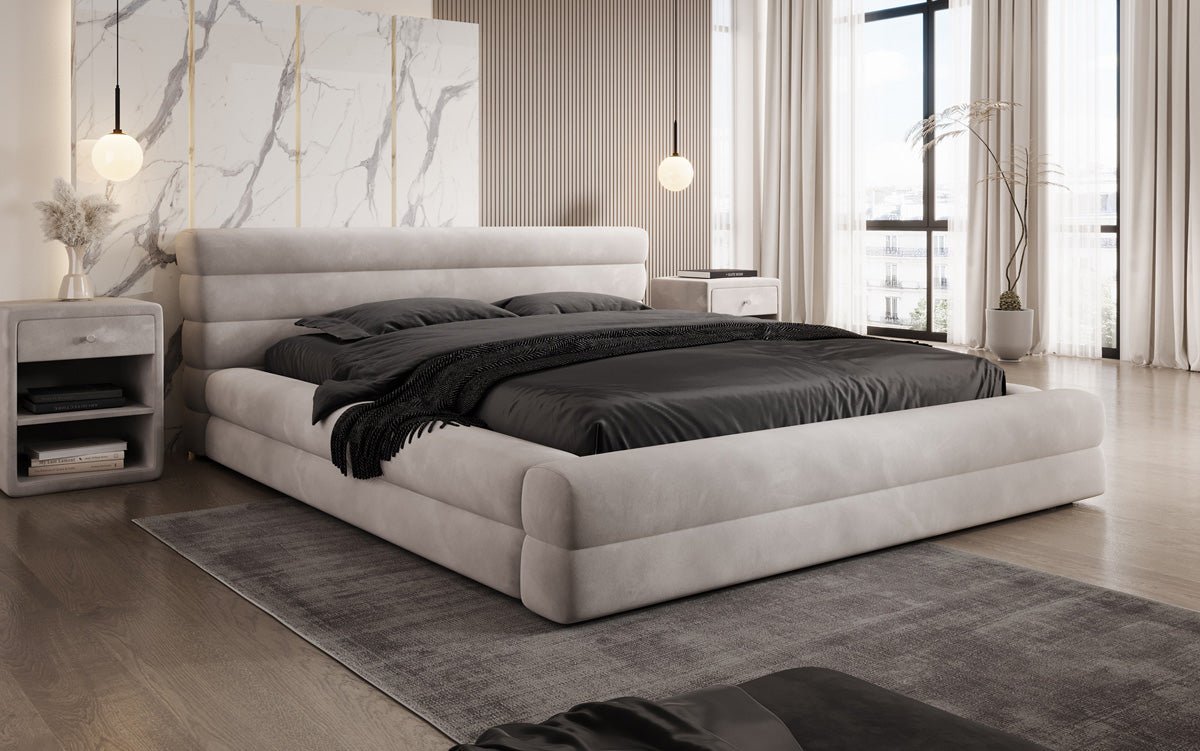 Luxuriöses Velana Samt Polsterbett mit Praktischem Stauraum – Stilvolles Schlafzimmer Design