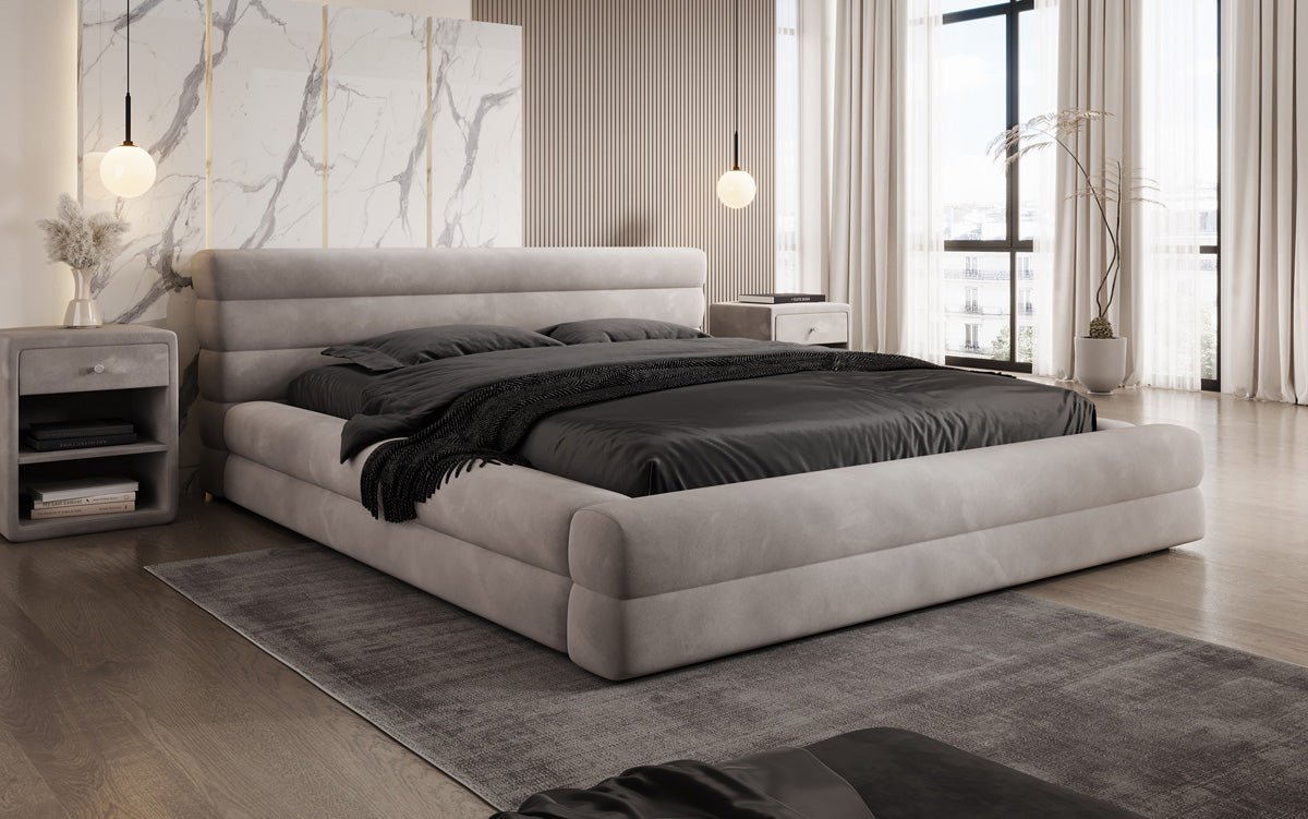 Luxuriöses Velana Samt Polsterbett mit Praktischem Stauraum – Stilvolles Schlafzimmer Design