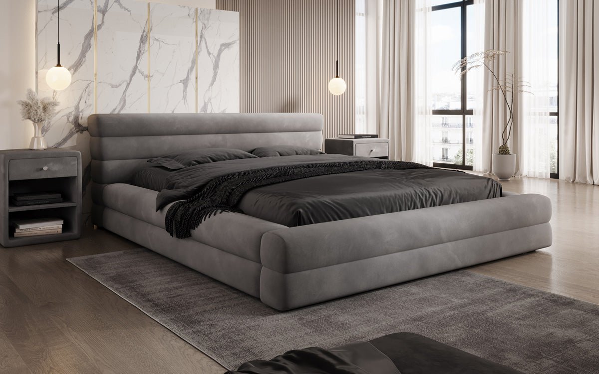 Luxuriöses Velana Samt Polsterbett mit Praktischem Stauraum – Stilvolles Schlafzimmer Design